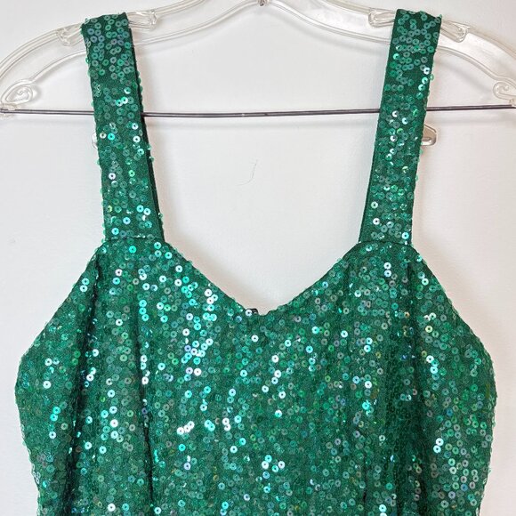 Emerald Green Sleeveless Sequin Dress W/Matching Jacket - Picture 10 of 15
